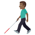 👨🏾‍🦯 man with white cane: medium-dark skin tone display on JoyPixels